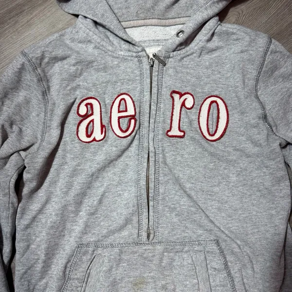 Y2K Aeropostale Graphic Zip Front Hoodie Womens Medium - Image 4