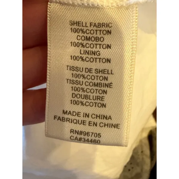 Rebecca Taylor Dress Women‎ 2 White Netted Eyelet Tie Waist Cap Sleeve Midi Boho - Image 13