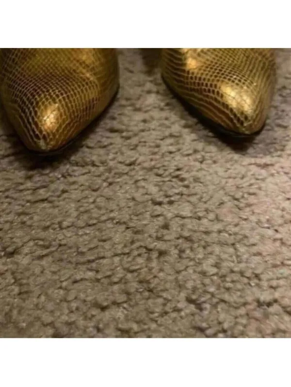 Vintage Escada Gold Metallic Snakeskin High Heel Shoes - Image 3