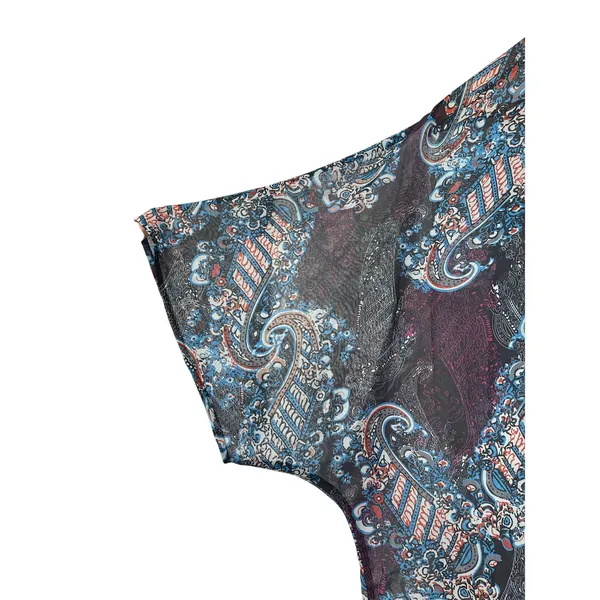 Paisley Sheer Kimono Cardigan‎ XL Blue Purple Boho Open Front Layering Top - Image 3
