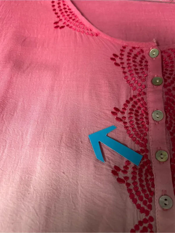 Cupio Pink to Orange Ombre Embroidered -Trim Henley Tunic - Image 4