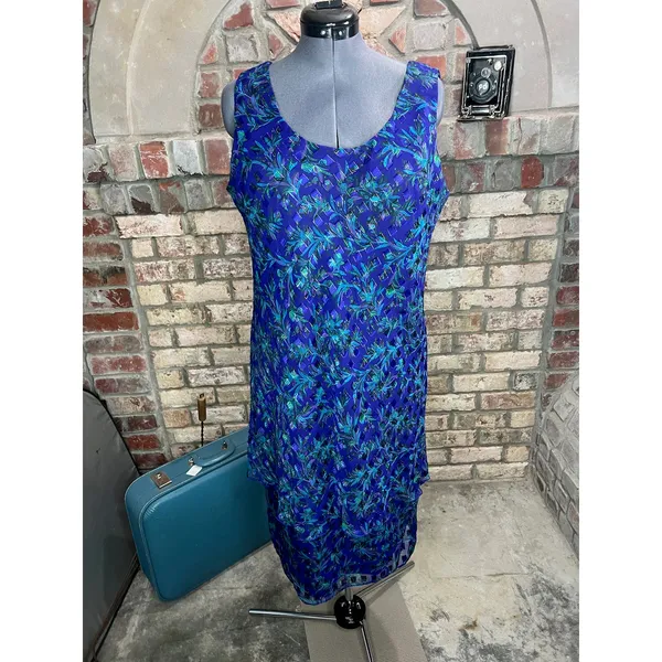 illusion dress tank tiered flutter front jacket purple blue green - Image 5