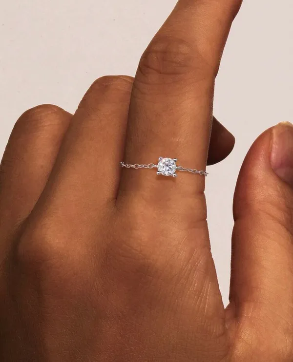 Boutique Sterling Silver 925 Moissanite adjustable ring - Image 2