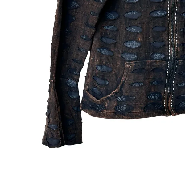 The Pyramid Collection sweatshirt M Y2K Appliqués Cutwork Zip Front whimsigoth - Image 7