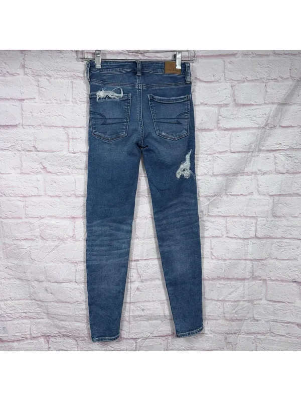 American Eagle Women’s Hi-Rise Jegging Jeans Size 000 Short Distressed Stretch - Image 4