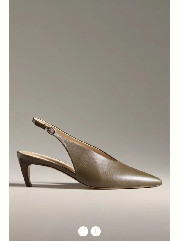 By Anthropologie Genuine Leather Pointed-Toe Slingback Pumps - Image 7