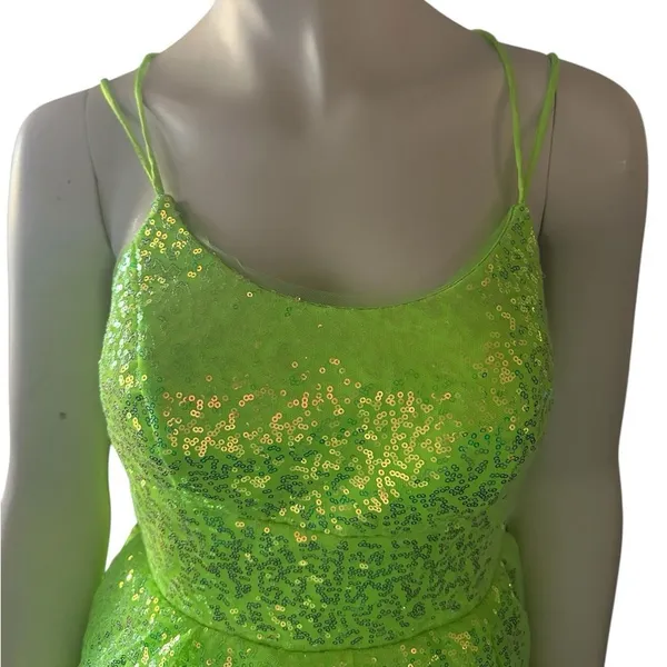 Wedding Dress Sequins Spaghetti Strap Dress Bright Green 2 NWT - Image 2
