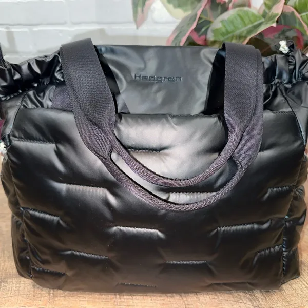 Hedgren Black Quilted Puffy Weekender Tote with Detachable Strap - Image 6