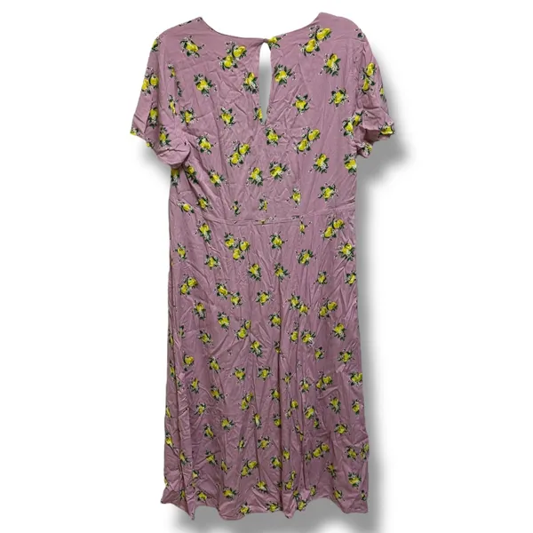 Torrid Floral Midi Dress Plus Size Mauve Lemon Print V Neck‎ Short Sleeve 0 12 - Image 5