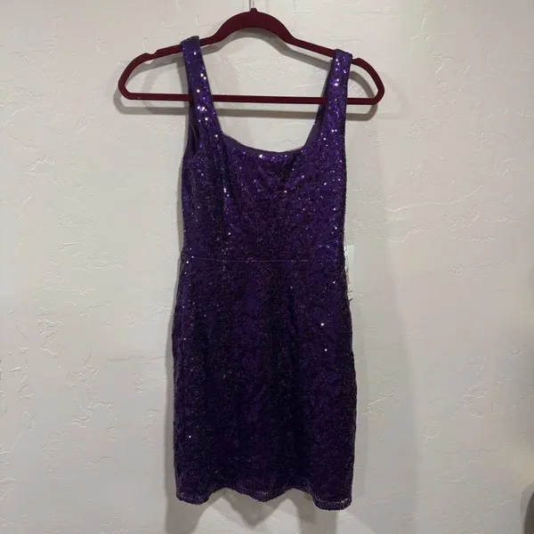 New Purple Sequence Mini Dress Size 2 - Image 4