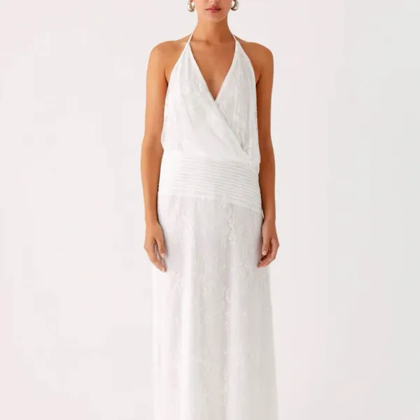 Peppermayo Reinhart Halter Maxi Dress White - Image 2