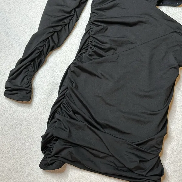 Oh Polly Black Ruched Cutout Mini Dress - Image 3