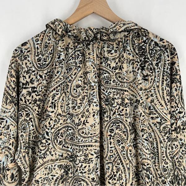 OPT Boho‎ Paisley Print Long Sleeve Tiered Midi Dress Peasant Prairie Ruffle M - Image 10