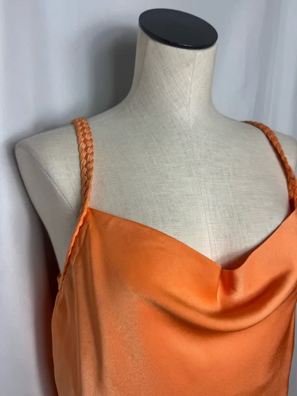 Milk & Honey party festival Braided Strap Orange Cowl Neck Tank Top M NWT - Image 4