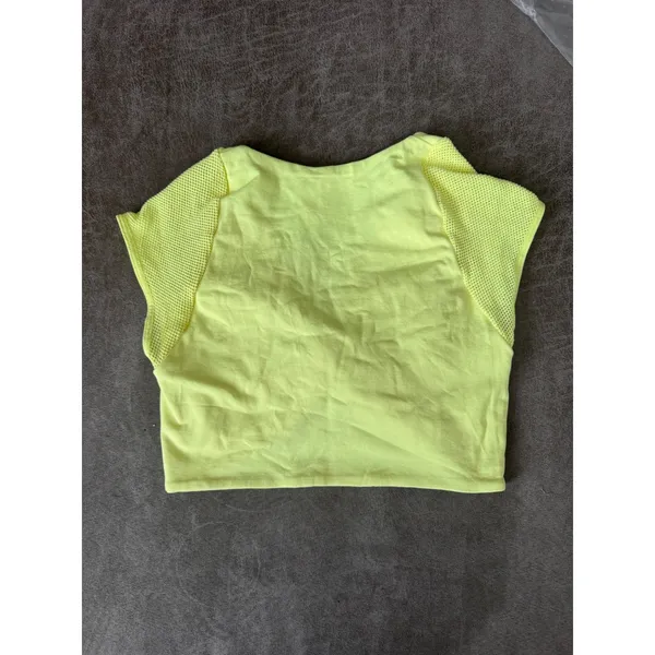 Free People FP Movement Hatch Shrug Citrus Neon Yellow Twist Front Crop Top XS S - Image 4