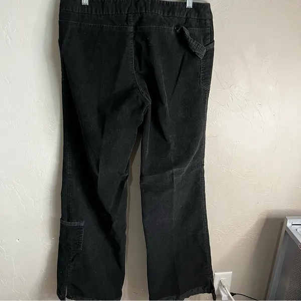 Moda International Vintage Black Corduroy‎ Wide Leg Baggy Adj. Cinch Ankle Pants - Image 8