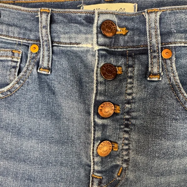 Madewell 10" High-Rise Skinny Jeans Button Fly Raw Hem Blue 25P Minimalist‎ - Image 7
