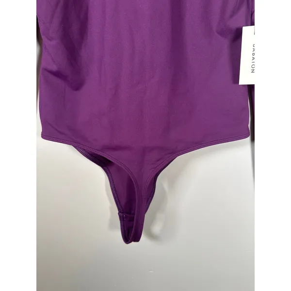 Aritzia Babaton NEW Contour Dewberry Purple Mauve Bodysuit V‎ Neck Long Sleeve L - Image 9