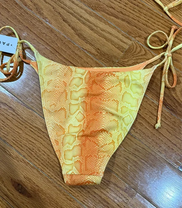 New PacSun Yellow and Orange Snake Print Bikini Small - Image 5