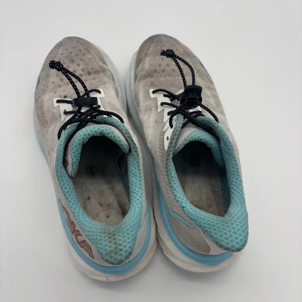 Hoka Clifton 9 Womens 8.5 Grey Blue Running Shoes Lock Laces - Image 9