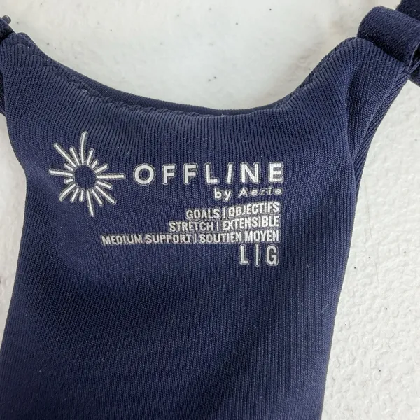 OFFLINE By Aerie‎ L Large Goals Mesh V-Neck Sports Bra Racerback Medium Support - Image 5