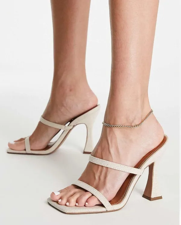 ASOS Design Linen Strappy Heels - Image 2