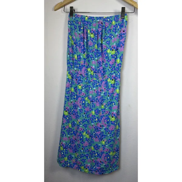 Lilly Pulitzer Strapless mini Dress Blue Floral womens XS preppy festival beach - Image 2