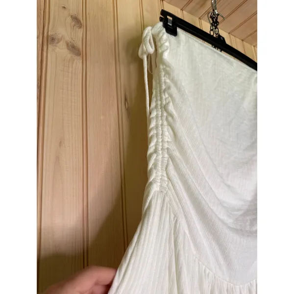 NWT Lulus Halloran White Pointelle Strapless Wide-Leg Jumpsuit Classy Party Sz L - Image 4