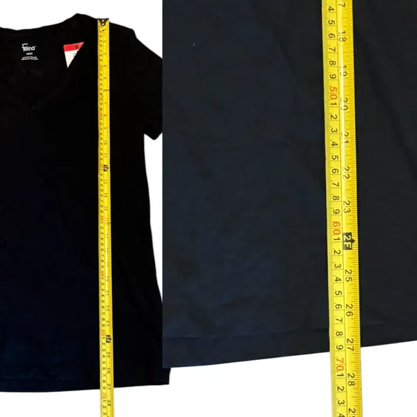 Felina Plain Black V Neck Cotton Short Sleeve Shirt Size Medium - Image 4