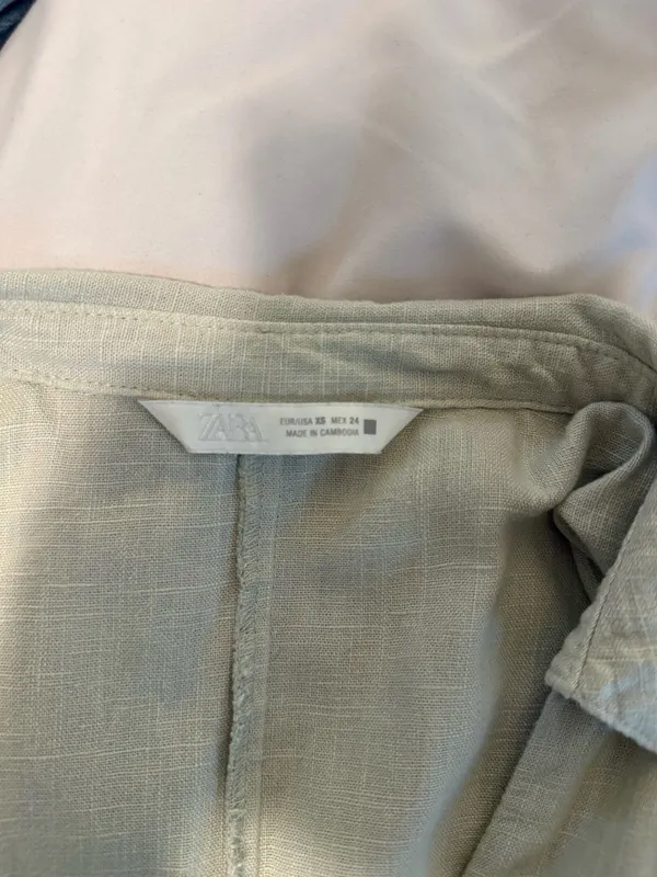 Zara Light Sage Green Button-Front Maxi Shirt Dress - Image 8