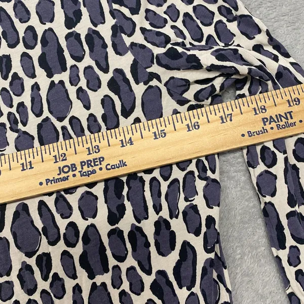 Boden Womens 4 Gray White Animal Print Tee 3/4 Sleeve Cotton Lyocell Shirt W0094 - Image 5