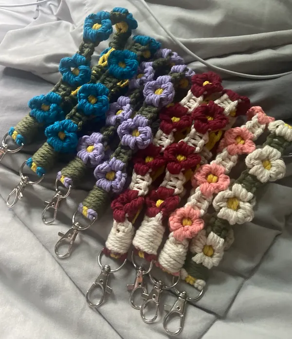 Purple Macrame Flower Keychains Multiple - Image 2