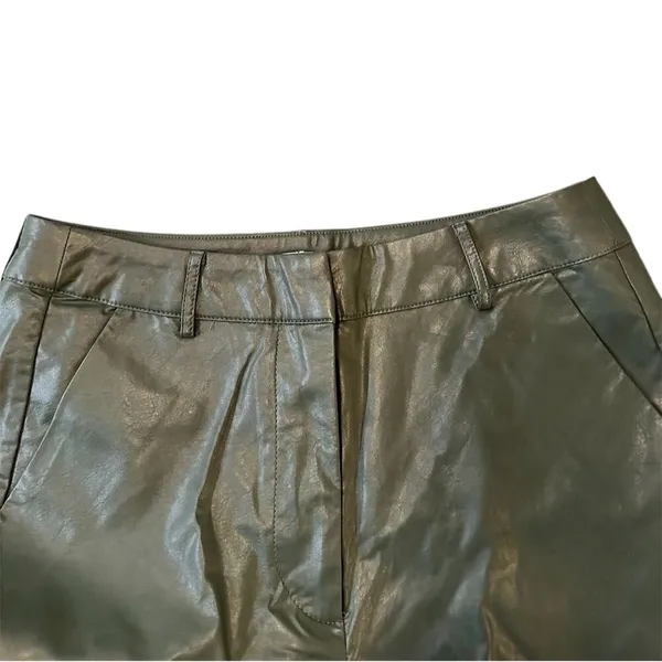 Tyler Boe Rebecca Wide-Leg Faux Vegan Leather Pants Green Size 6 Casual - Image 7