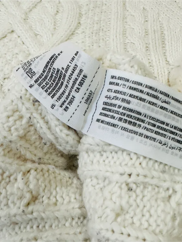 Abercrombie & Fitch Ivory Cable Knit Crewneck Sweater – Ivory – XS - Image 9