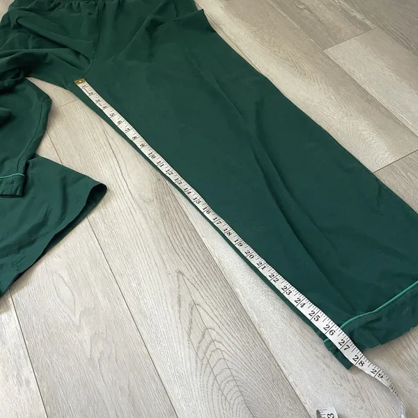J.Crew Pajama Set cotton contrast trim womens Green (medium) loungewear sleep - Image 4
