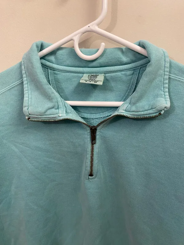 Comfort Colors Teal Quarter-Zip Sweater - Image 3