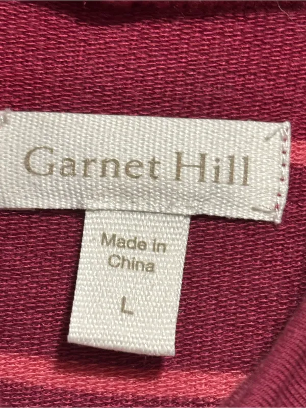 Garnet Hill Mock Turtleneck Tunic Top | Size Large | Burgundy Stripe | EUC - Image 5