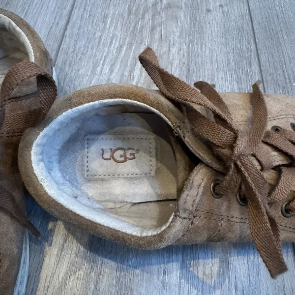 Ugg Suede lace Up Oxford Casual Shoes Women's Size‎ 6 Brown Tan - Image 3
