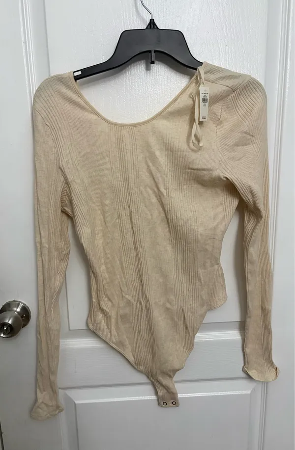 Aerie Long Sleeve Cross Back Bodysuit Size: XL - Image 2