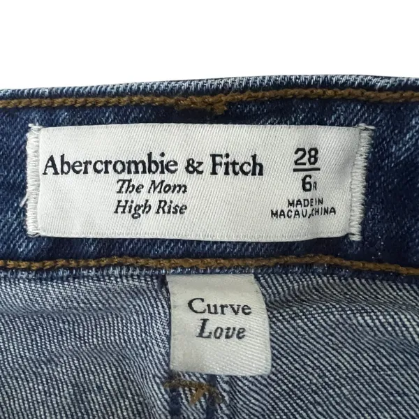 Abercrombie & Fitch Curve Love The Mom High Rise Denim Jeans Raw Hem Size 28/6 - Image 5