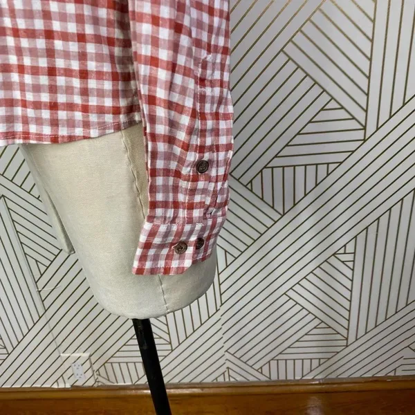 Marine Layer Madeline Relaxed Crop Shirt in Red & White‎ Plaid Size US Medium - Image 9
