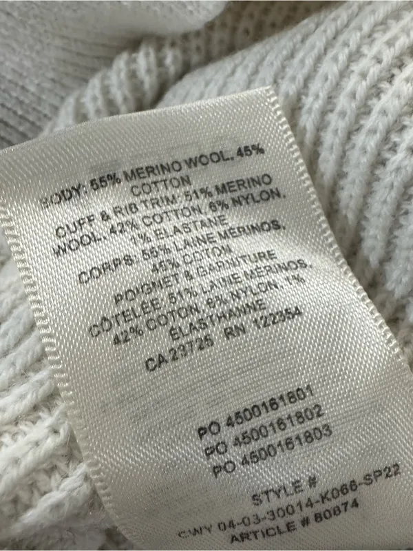 Aritzia Wilfred‎ White Knit Sweater Medium - Image 6