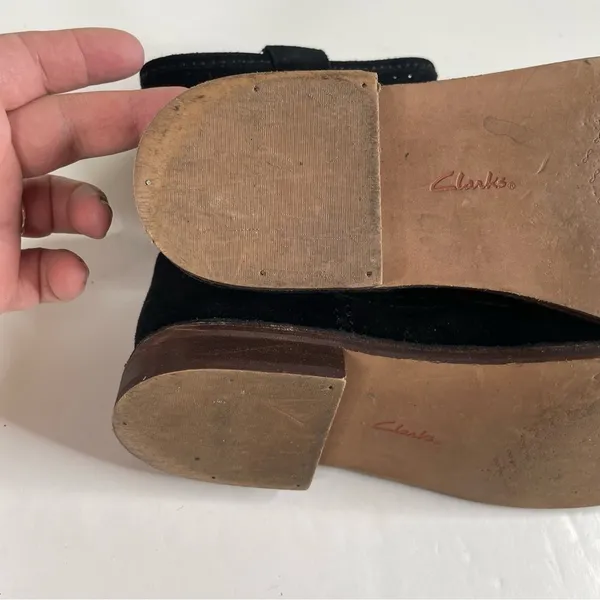 Clarks Somerset Cabaret Black Suede‎ Ankle Booties Size 9.5 - Image 8