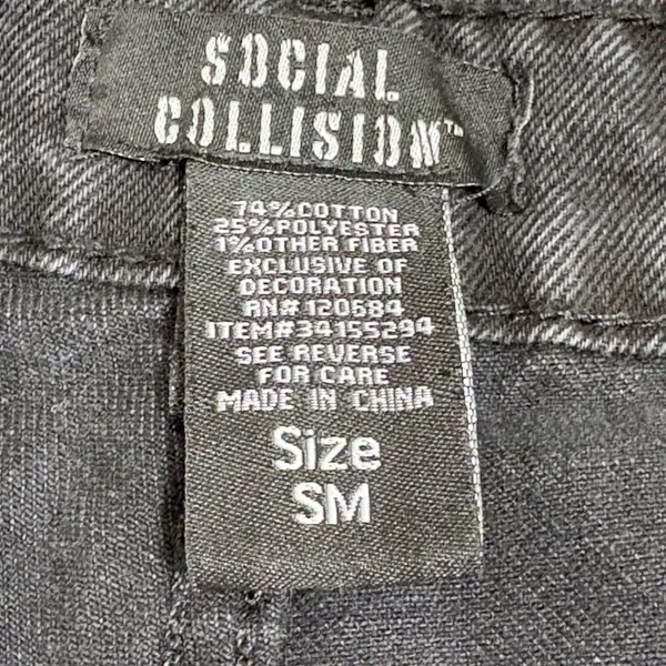Hot Topic‎ Social Collision Black Wide Leg Cropped Jeans Womens SM Grunge Retro - Image 6