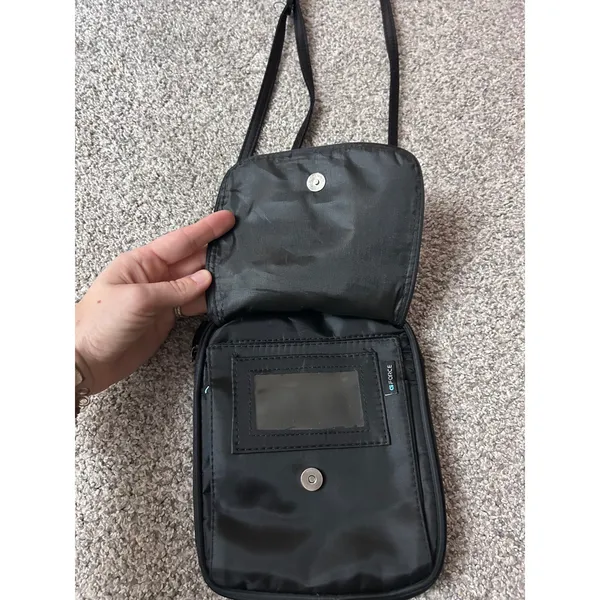 G-Force Black Nylon Crossbody Travel Bag Small Utility Pouch with ID‎ Window - Image 6
