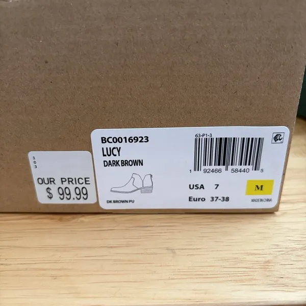 New With Box BOC Lucy‎ Zip-Up ankle Bootie Heeled shoes sz 7 Brown Casual - Image 3