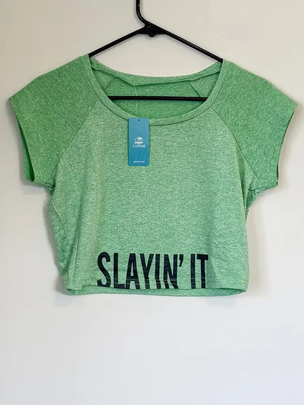 NWT Cupshe Slayin' It Green Crop Top & Shorts Lounge Set - Size: Extra Large - Image 2