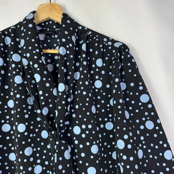 Who What Wear Black & Blue Polka Dot Ruffle Mini Dress‎ L - Image 4