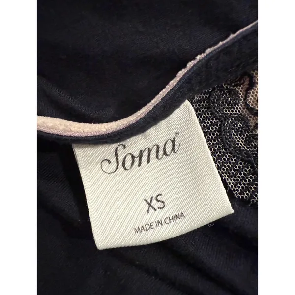 Soma‎ Long Sleeve Top Black Lace Trim V Neck Blouse Womens XS - Image 4