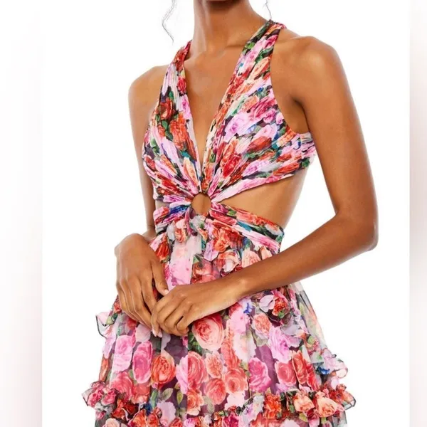 Mac Duggal 68076 Ruffle Floral Cut Out Dress - Image 5